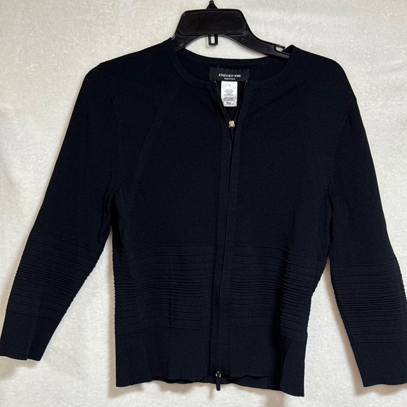 Jones New York Country Essentials Women S Jacket Raglan Sleeve Full Zip Crochet - Picture 2 of 7